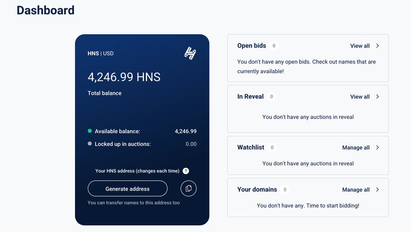 Namebase Balance